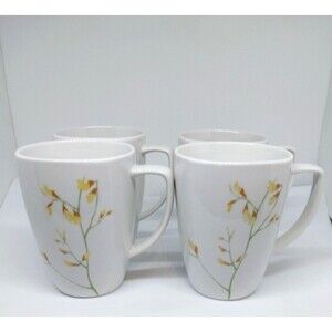 4 Corelle Kobe Coordinates Dishes Squared Big Porcelain Cups Mugs